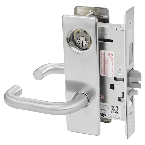 Apartment or Dormitory Mortise Lock, LS Lever, M Escutcheon, Satin Stainless Steel